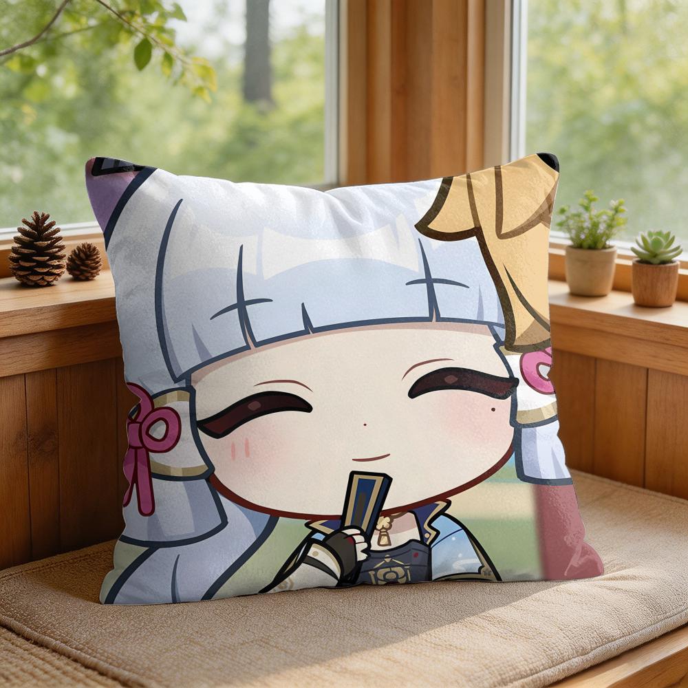 Kamizato Cute Genshin Impact Cushion Cover Square Short Plush Pillow Case Living Room Sofa Home Decor Funda X