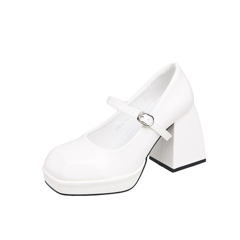 Винтажные женские туфли Мэри Джейн на высоком каблуке, 2024, лакированные кожаные туфли-лодочки на платформе, женские туфли на толстом каблуке с пряжкой и ремешком