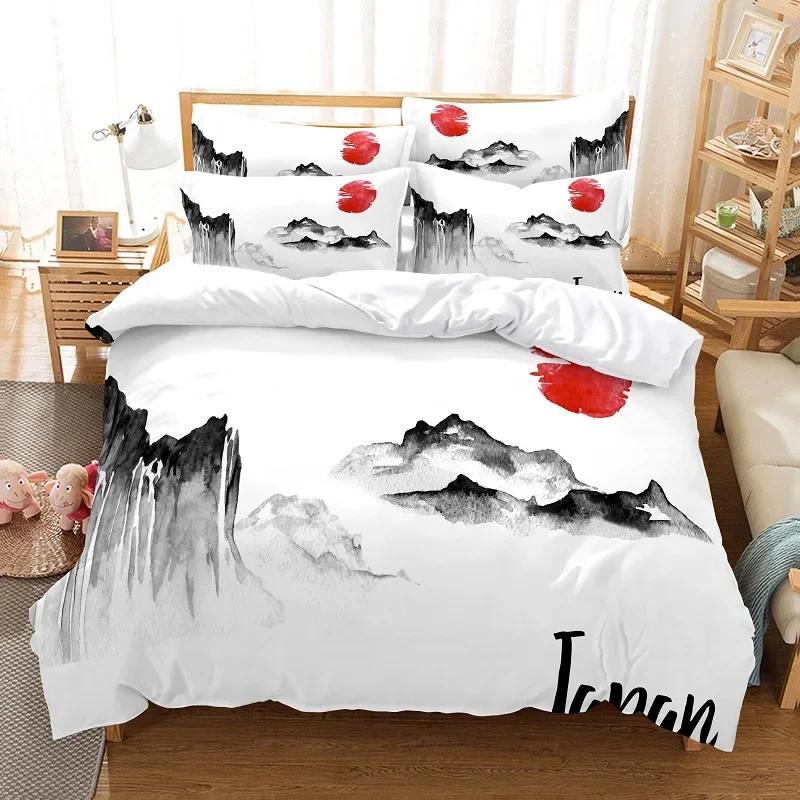 Пододеяльник с рисунком тушью King Queen, китайский пейзаж, комплект постельного белья для взрослых, идиллический пейзаж, горы, полиэстер, пододеяльник