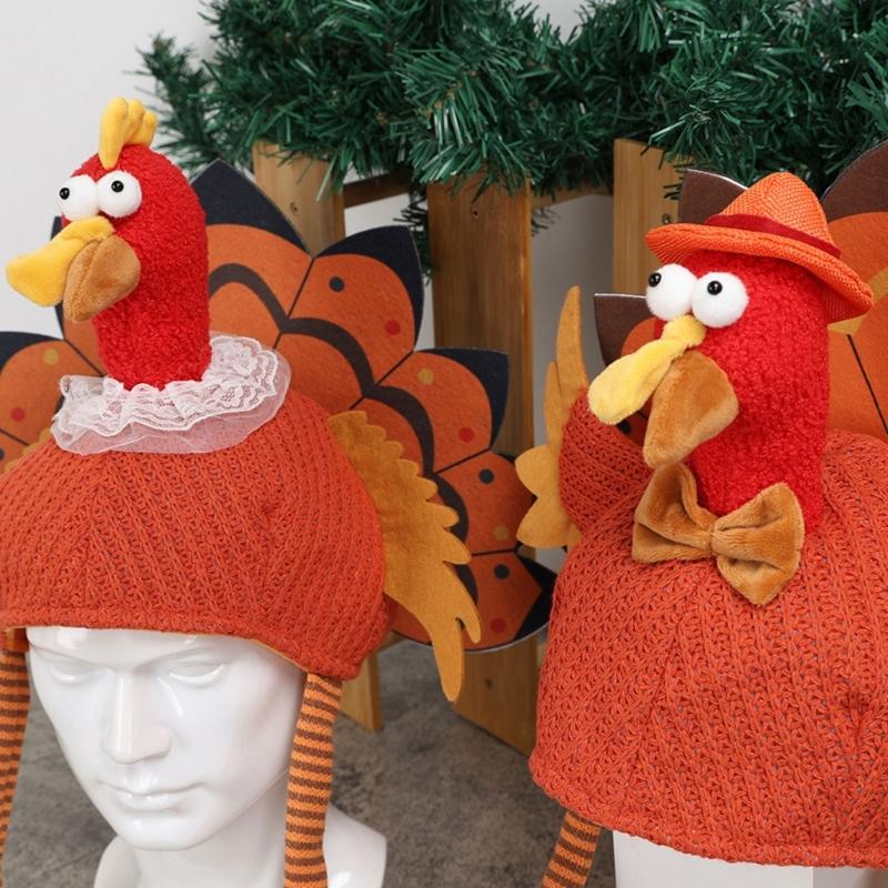 Festival Turkey Shape Costume Hat Thanksgiving Party Headwear Soft Breathable Design For Kids Adults Outdoor indoor Use