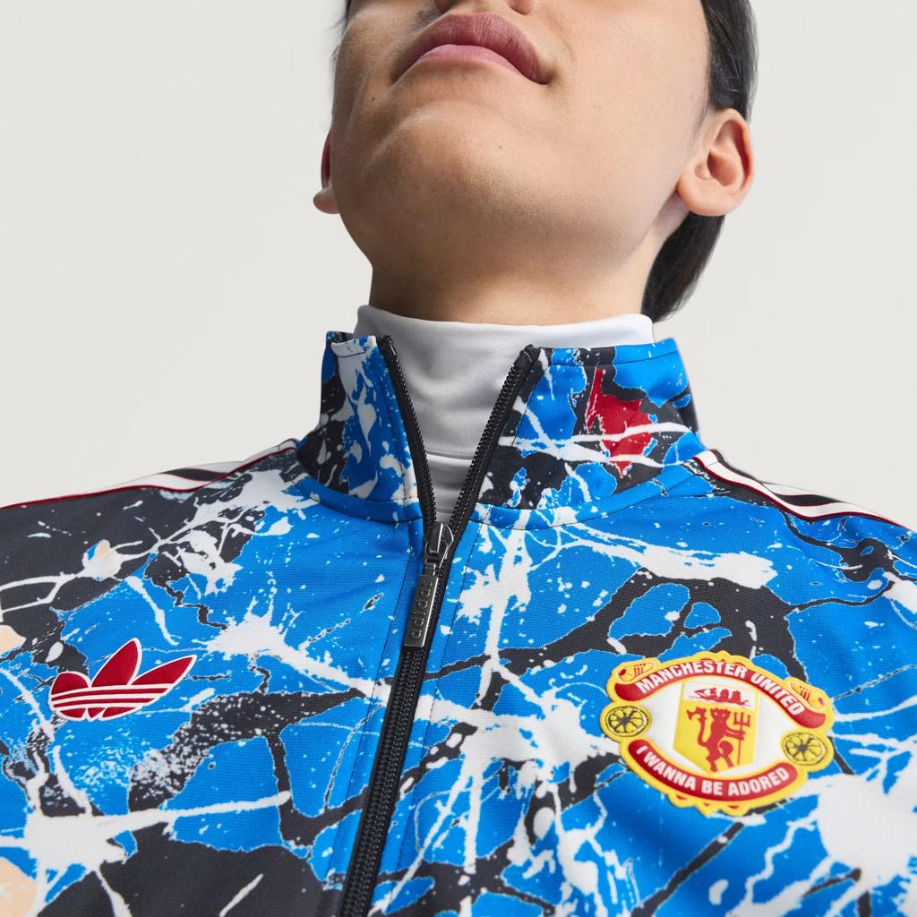 adidas Оригиналы Манчестер Юнайтед Stone Roses Трек Свободный Воротник Молния Длинный Рукав Куртка Мужская Куртка JZ7094