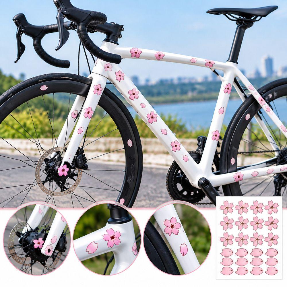 Cute Style Sakura Stickers Pink Bike Frame Stickers New Cherry Blossom Stickers Mountain Bike