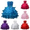 Тюлевое платье для маленьких девочек без рукавов с 3D цветами принцессы, свадебное пышное платье, вечерние платья, кружевное фатиновое платье-пачка с бантом, От 0 до 7 лет