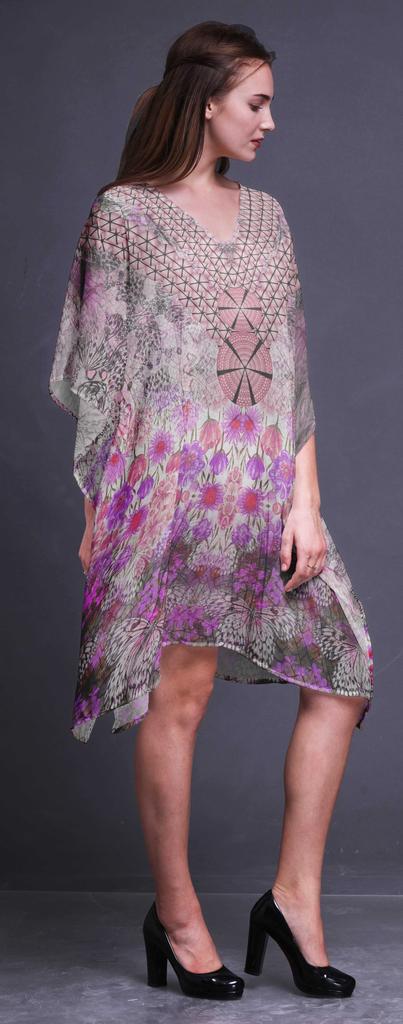 Phagun Ladies Plus Size Kaftan Summer Wear Beach Coverup Kimono Kaftan-4X-5X