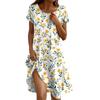 Short Sleeve Boho Dress For Women Casual Loose Fit Sundress Print Round Neck Dress With Pockets