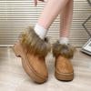 Warm Cotton Boots Women's Fashion Round Toe Suede Deep Mouth Non-Slip Block Heel Platform Snow Boots