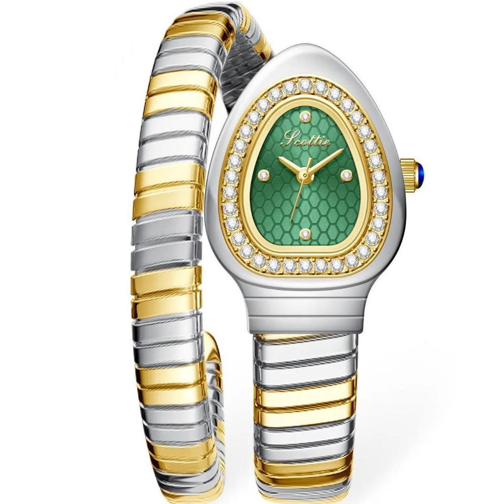 Luxury Fashion Women's Serpentine Bracelet Watch Unique Design Serpentine Elegant Dress Bracelet Women's Quartz Watch