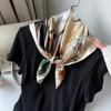 Literary and retro small square scarf geometric printing imitation silk scarf sun protection neck scarf versatile shirt professional scarf