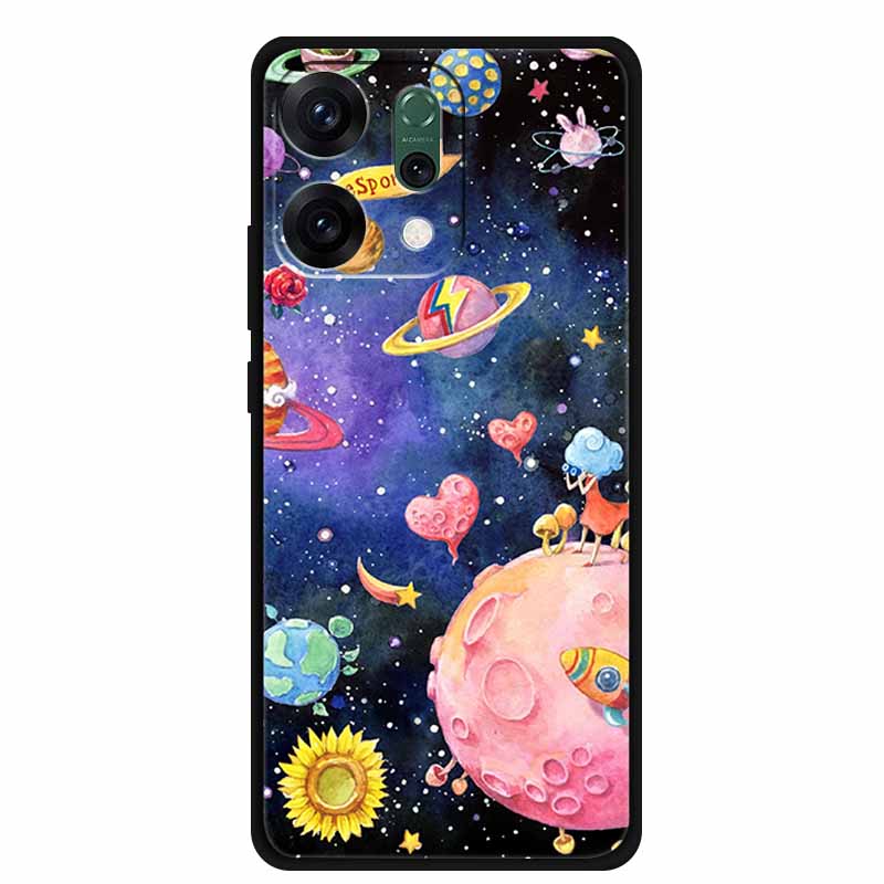 For Oppo Reno 14 5G 3D CaseRelief Flowers Emboss Phone Cover For Oppo Reno 14 Black Silicone Shockproof Soft Fundas Protector