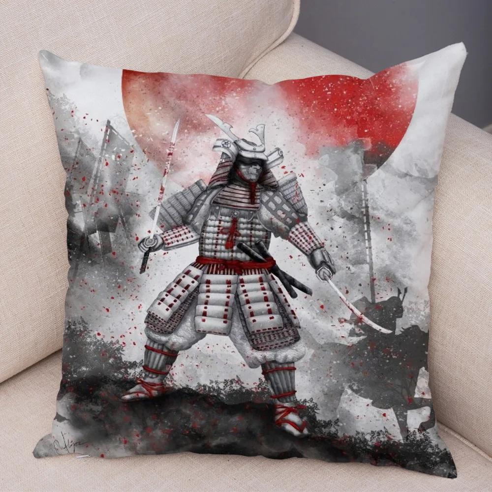 Чехол для подушки в японском стиле Ink Warrior для дивана, дома, с двойным принтом, декор, красивый пейзаж, наволочка для девочки, мягкий плюшевый чехол для подушки