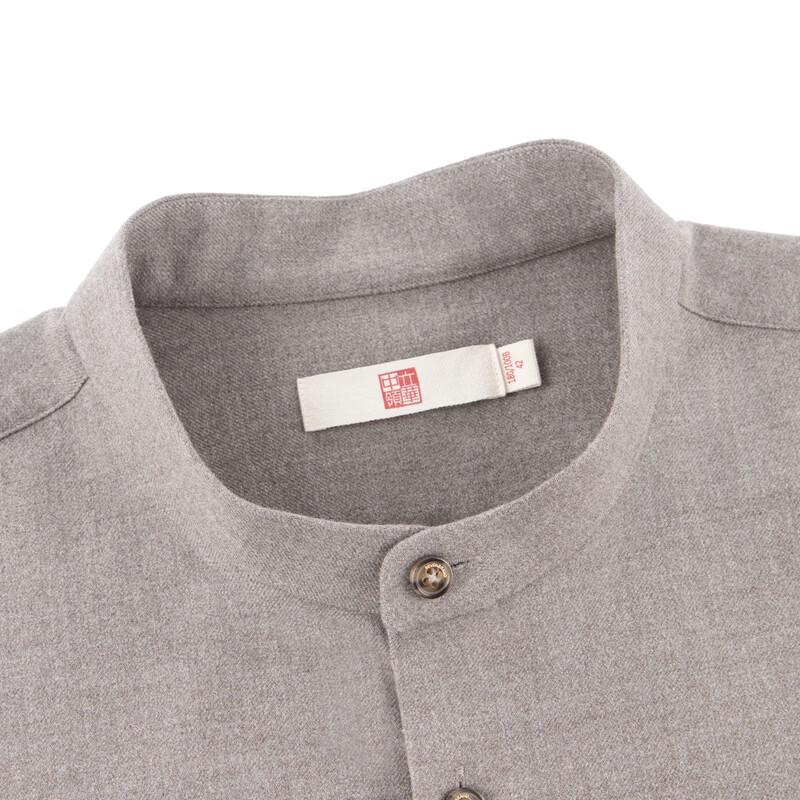 SEVEN Men's Four-Way Stretch Stand Collar Long Sleeve Brushed Shirt