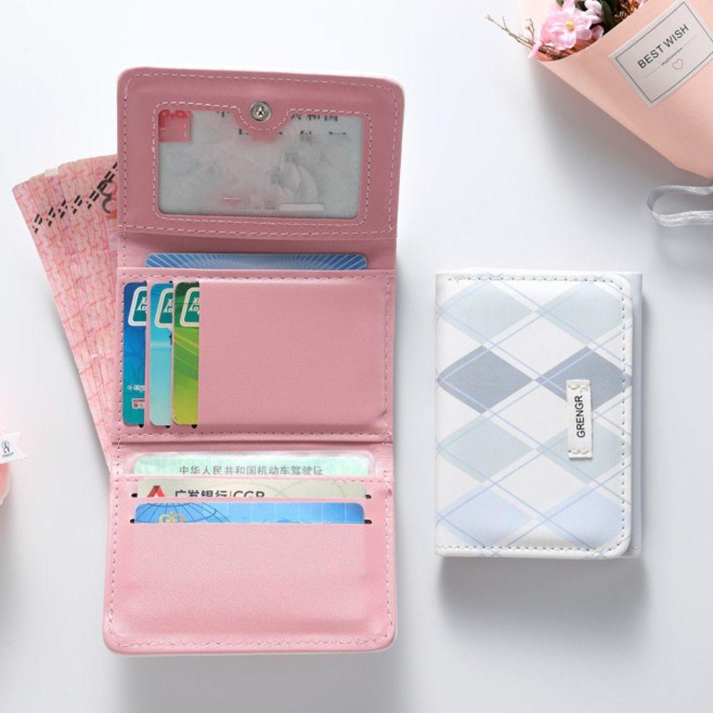 Простой Картхолдер Синий Маленький Кошелек Корейский Стиль Кошелек для Карт Женский