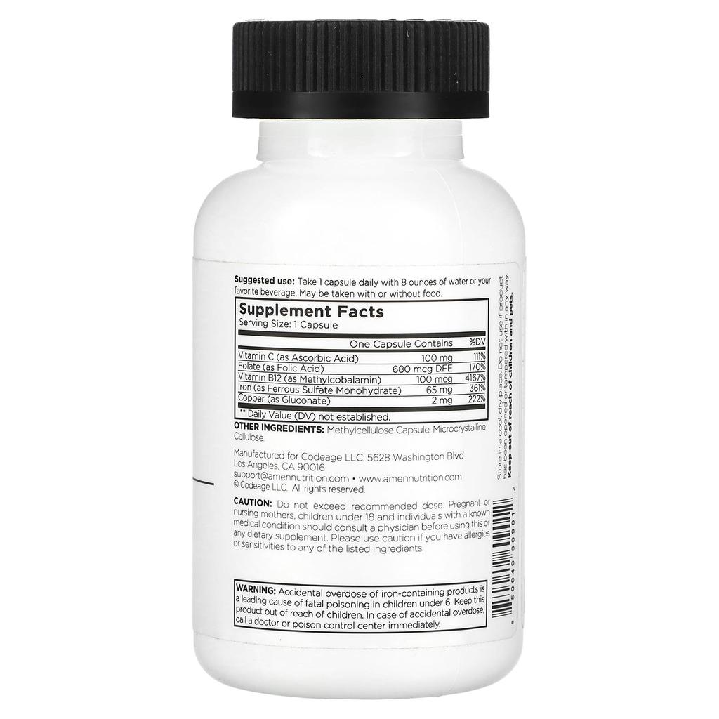 Amen, Iron Ultra, Veggie Capsules 60