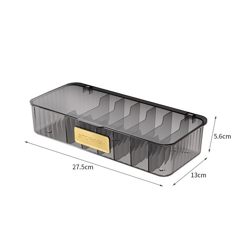 7-Compartment Transparent Storage Box with Lid for Cord and Sundries Organization