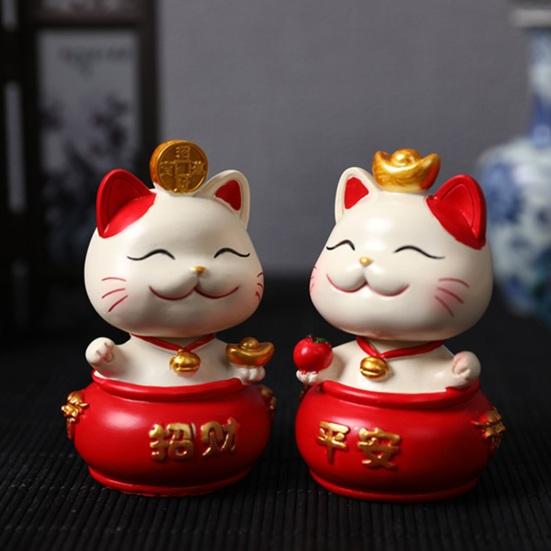 Украшение Lucky Cat, мелодия удачи, орнамент из смолы, изысканная статуя мультяшного кота, домашний офис