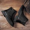 Fashion Genuine Leather Men Ankle Boots Black High Top Men Boots 2025 Winter Warm Outdoor  Boot Punk Style Man Motorcycle Boots