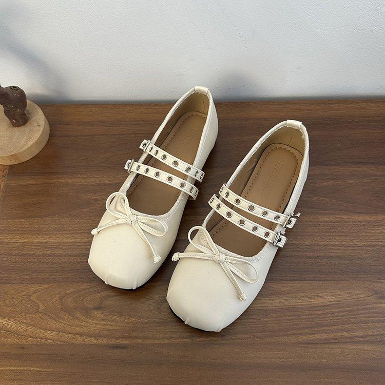 2025 Горячая Распродажа Женские Туфли Мэри Джейн с Квадратным Носком и Бантом-бабочкой Женские Туфли-лодочки на Мягкой Подошве Повседневный Уличный Стиль Балетки