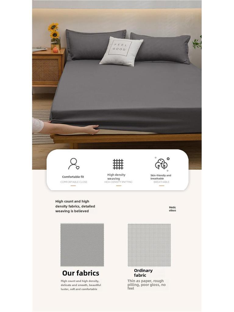 Japanese Aloe Cotton Fitted Sheet - Dustproof, Non-slip Mattress Protector