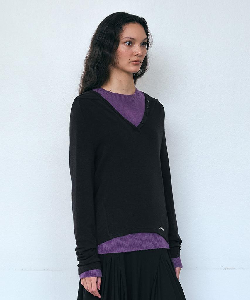 PISCESS Button-Up Slim Fit Hoodie_Black