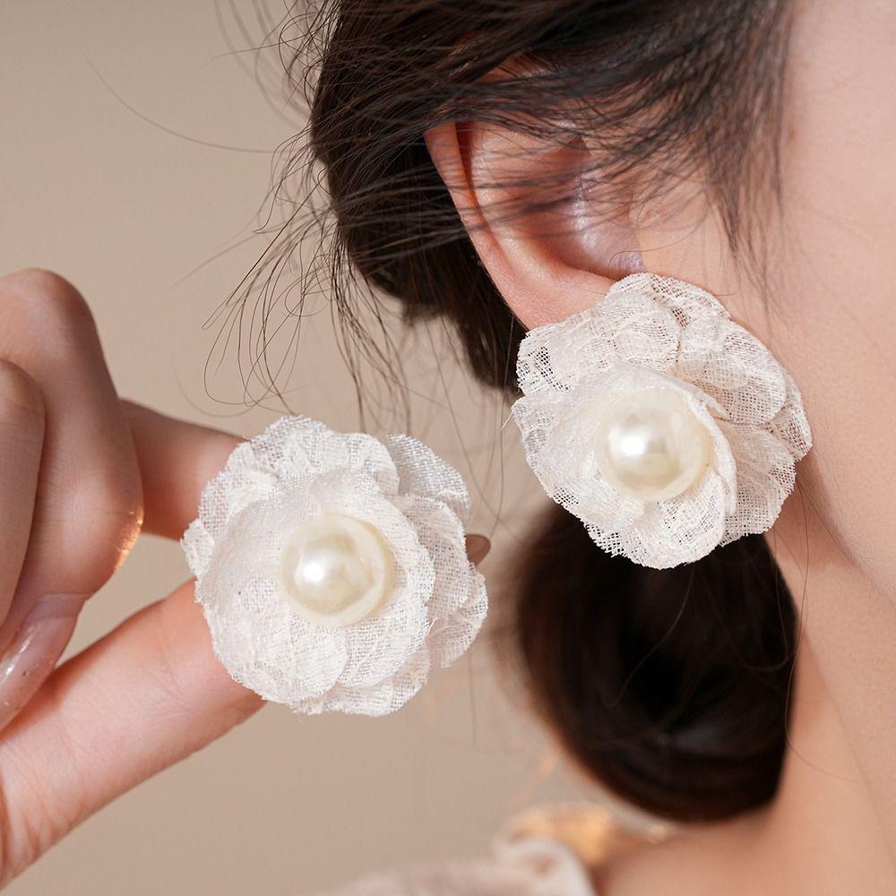 10pcs/Set High-end Camellia Earrings White Flower Flower Stud Earrings For Women Girls