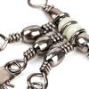 10Pcs 3-Way Fishing Snap Connector with Pin Bearing Barrel Solid Ring Stainless Steel Rolling Swivel Fishing Accessories