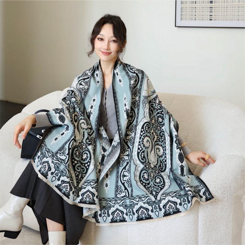 New Jacquard Scarf Women's Autumn and Winter Double-sided Imitation Cashmere Warm Shawl Premium Versatile Thickened Scarf