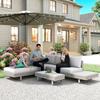 Three-Piece Rattan Sofa Set, with Cushions - Grey