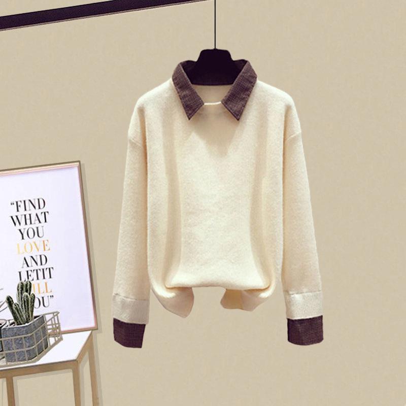 2023 Высококачественный женский комплект из трикотажного свитера и юбки А-силуэта из шерстяной смеси