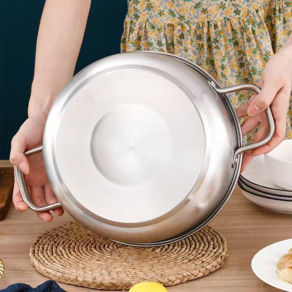 Flat-bottomed Soup Pot Glass Lid Milk Pot Household Hot Pot Noodle