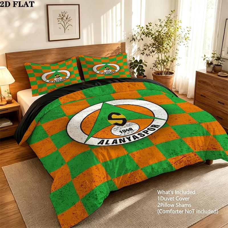 Alanyaspor Pattern Bedding uilt Set uilt Cover Pillowcase Home Decoration Birthday Gift (1 * duvet cover + 2 * pillowcase without core)
