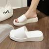 Fashion Slippers Women's Thick Bottom Wedge Heel Outer Wear 2025 Summer New Fashion Sponge Cake Flat Flip Flops