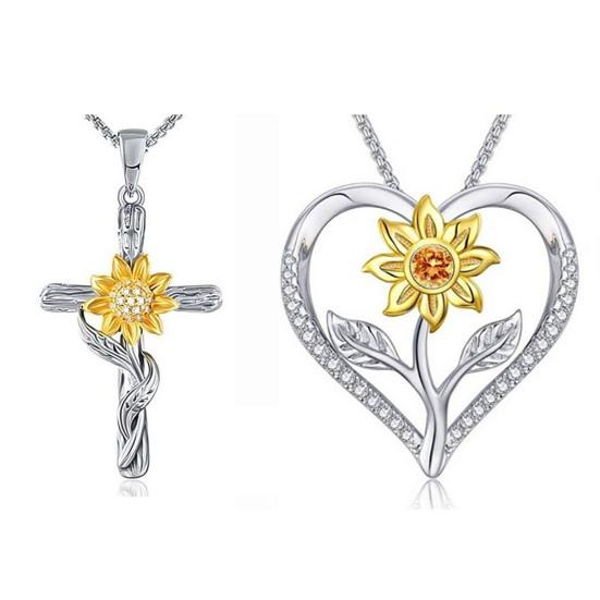 Ожерелье с подвеской в виде полого сердца с подсолнухом, сверкающее яркое ожерелье с блеском, ювелирные подарки