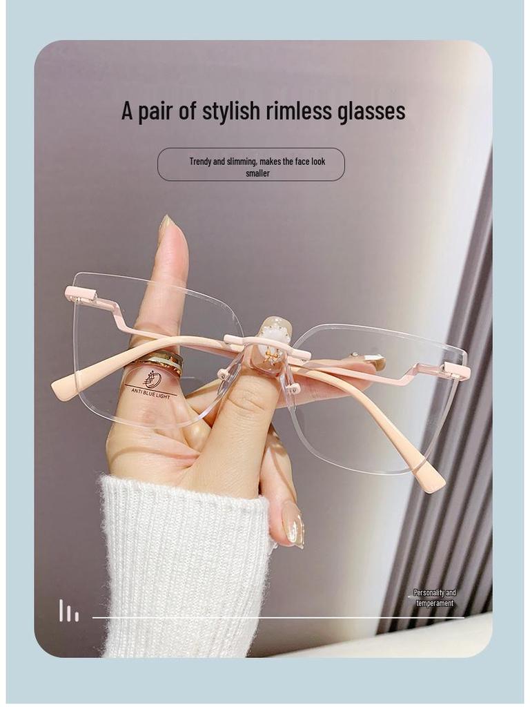 Женские очки премиум-класса с золотой безободковой оправой: Макияж без макияжа, Креативное украшение, Интернет-стиль