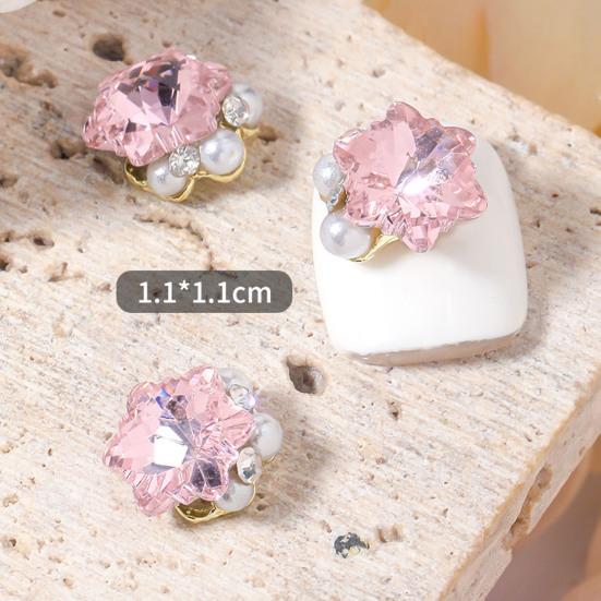 5 шт., блестящие стразы со звездами для ногтей, искусственный жемчуг, стразы, кристальное сердце/шестиугольные 3D-подвески, сделай сам, дизайн ногтей