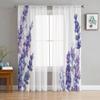 Цветок лаванды, акварель, прозрачные оконные шторы для гостиной, спальни, современная вуаль, тюлевые шторы, тканевые шторы для кухни