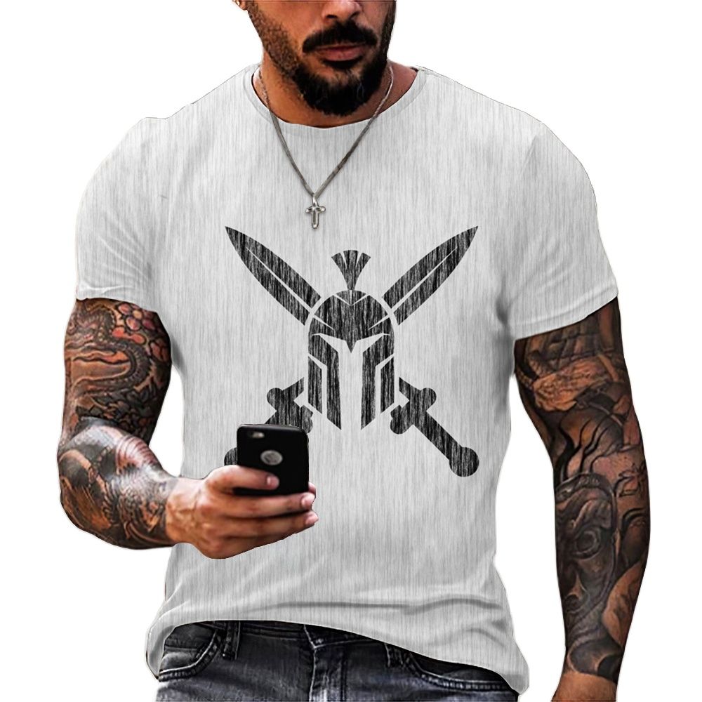 Vintage Men's T Shirt 3d Sparta Print Short Sleeve Tops Summer Street Hip Hop T-shirts For Men Oversized Tee Shirt Man Clothing