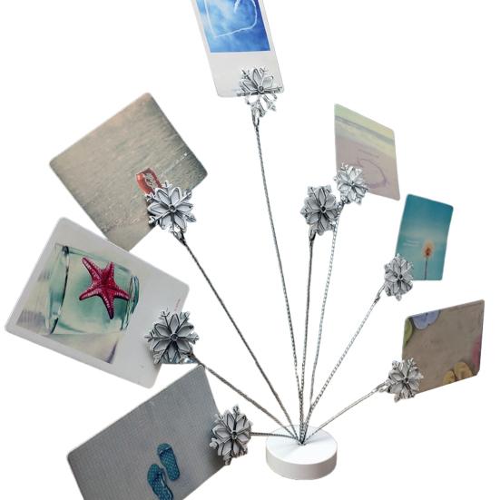 Snowflake Photo Tree Holder Clip for Memo Paper Note Photo Display 8 Branches Tree Card Holder Metal Picture Frame Stand for Home Office Desk Decor
