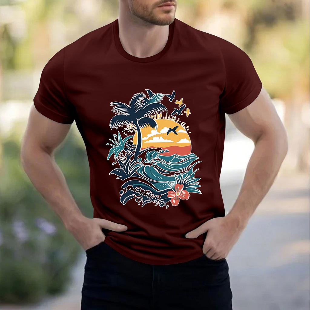 Men's Stand Collar Short Sleeve Shirt Loose Leisure Holiday Shirt Man