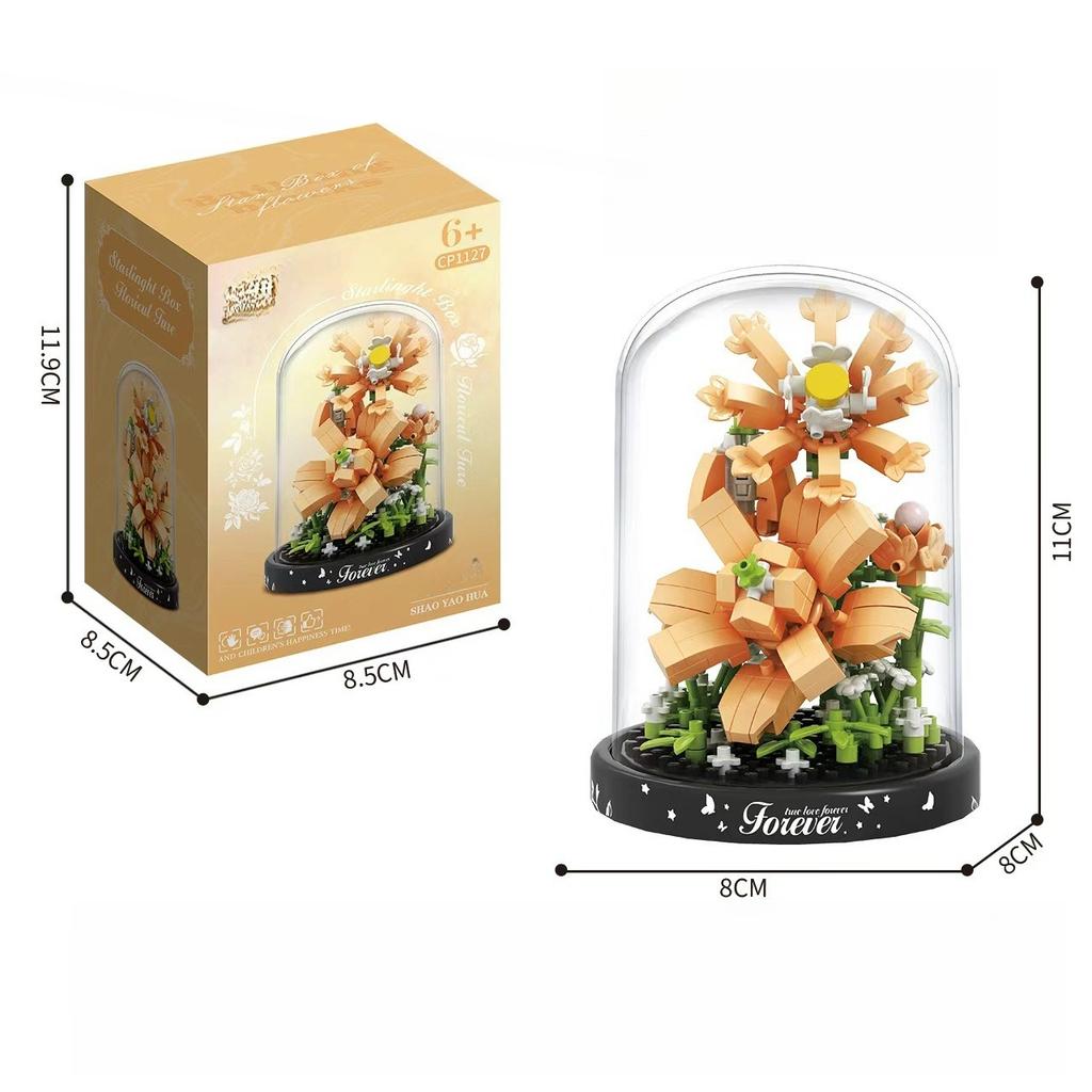 Букет Вечных Цветов Бонсай Комнатное Растение Модель Микро Строительные Блоки Украшение для Дома Головоломка Игрушки Детские Подарки на День Рождения Рождество