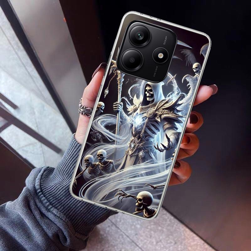 Death Grim Reaper Skull Scythe Phone Case For Xiaomi Redmi Note 10 11 12 13 14 15 Pro Plus 11S 12S 14S 11T 11E 10S Soft TPU Back