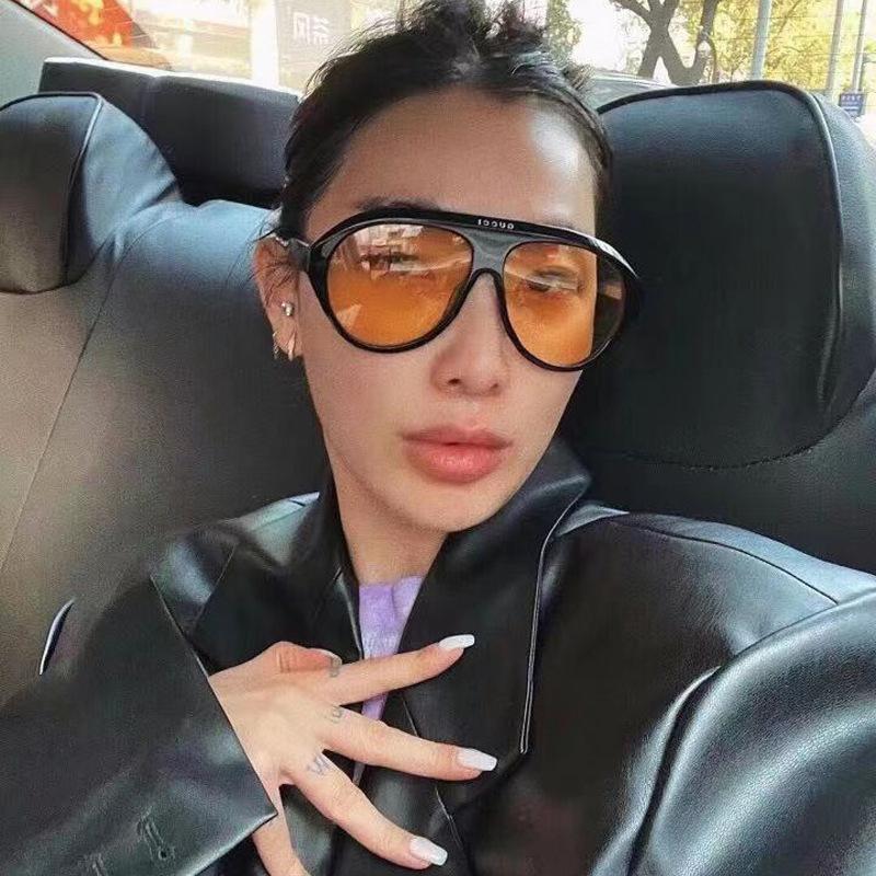 New Women'S Sunglasses Women Large Frame Conjoined Body Oval Shape Sun Glasses Brand Designer Fashion Eyewear Uv400