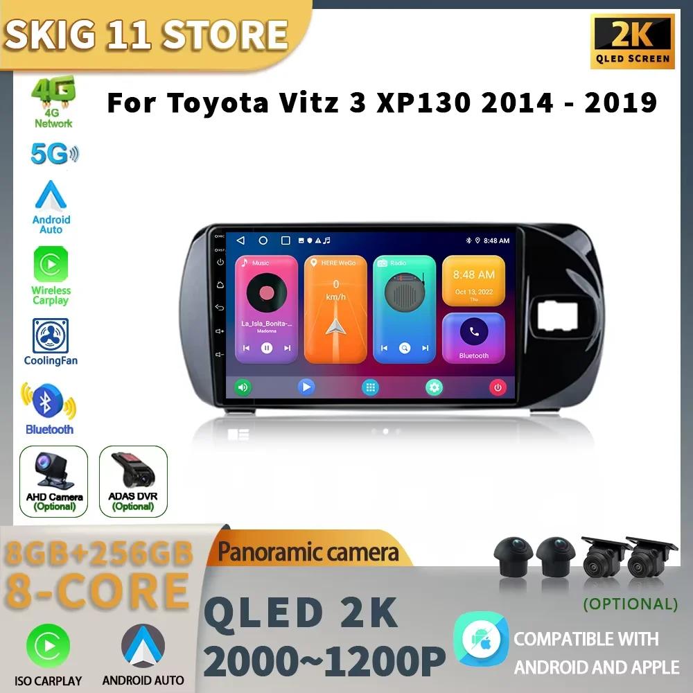Android Для Toyota Vitz 3 XP130 2014-2019 Автомагнитола Мультимедийный проигрыватель Навигация Беспроводной CarPlay Сенсорный головной блок Экран Стерео