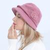 New Women's Knitted Bucket Hat Autumn and Winter Flowers Fashion Plus Velvet Thick Warm Hat