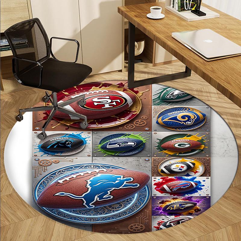 Круглый ковер с узором NFL, коврик для помещений/улицы, для пикника, игровой комнаты, спальни, офиса, гостиной, ковер для домашнего декора, подарок на день рождения