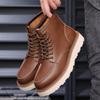 2024 Men's Genuine Leather High-Top Martin Boots – Winter Retro Motorcycle & Work Style