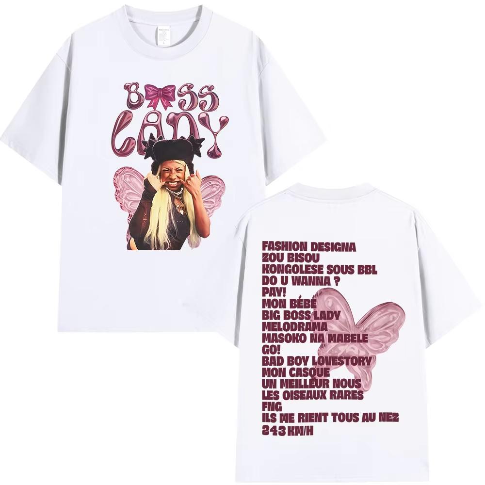 Rapper Theodora BOSS Lady album graphics 100Cotton music Tshirt Men 2026 New Summer Hip hop unisex Short sleeve shirt fan gifts