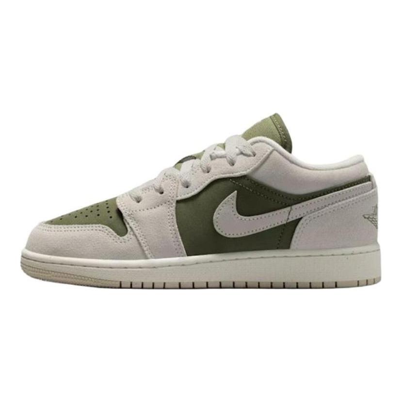 Кроссовки Air Jordan 1 Low SE GS Medium Olive Sail Детские Зеленый Светло-Древесно-Коричневый HV4396201