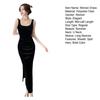 Summer Women Evening Dress Sleeveless Slim Fit Backless Pure Color Split Hem Velvet U-shaped Neck Prom Cocktail Party Midi Dress