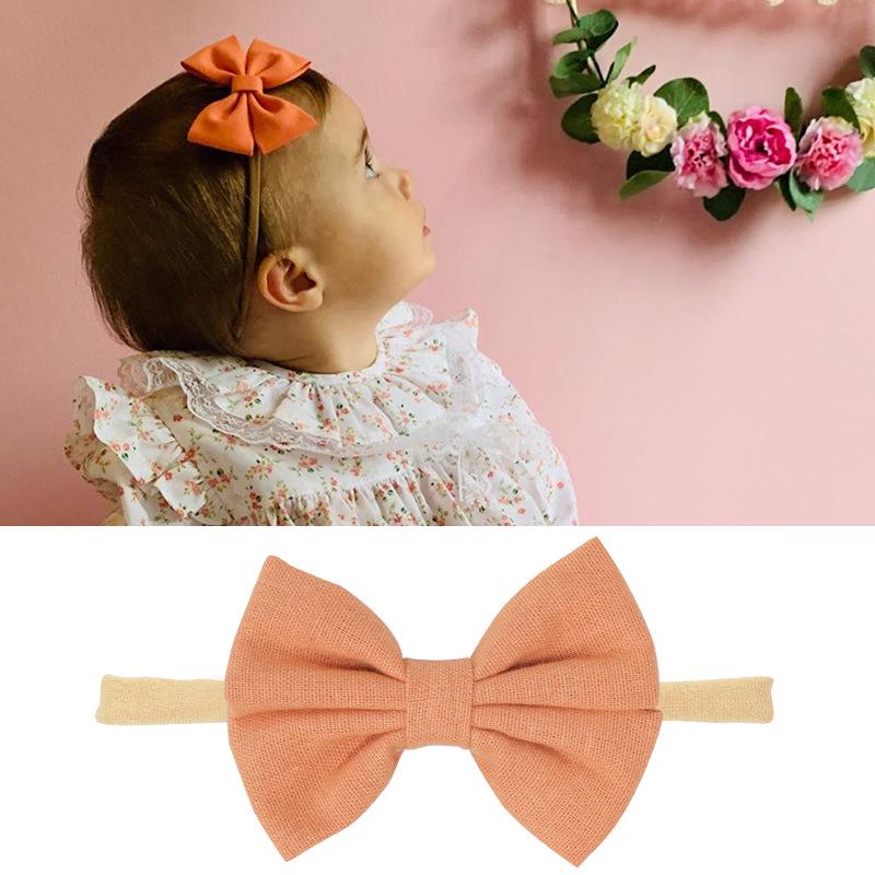 Комплект детских повязок на голову из нейлона и хлопка: Повязки на голову из льна и банта в подарочной коробке.