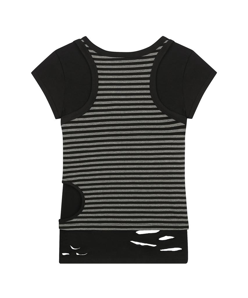 LUVISTRUE Sy Damage Layered Tee(Black)